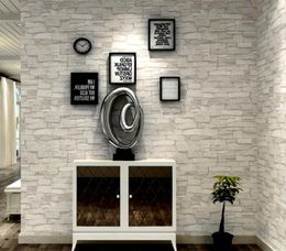 Cream White Grey Vintage Stone Brick Wallpaper For Walls Roll Faux 3D Wallpapers For Living Room Restaurant non woven Wall Paper3445932