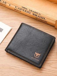 Wallets Men's Wallet Casual Trifold Bag Genuine Leather Retro For Dad's Birthday Gift Male /ID Holder Men Purse