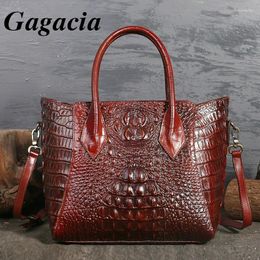 Shoulder Bags GAGACIA Cow Leather For Women Crocodile Pattern Purses And Handbags Designer 2024 Genuine Bag