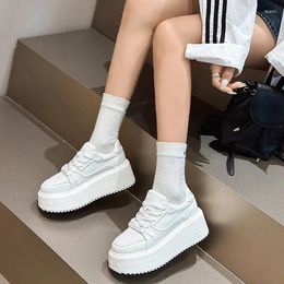 Casual Shoes Krasovki 6cm Cow Genuine Leather Autumn Summer Hollow Fashion Women White Chunky Sneaker Spring Platform Wedge Vulcanize