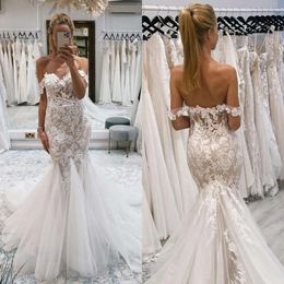 Mermaid Off Shoulder Boho Lace Ogstuff Dresses Country Wedding Dress Illusion Backless Wedding Bridal Gowns