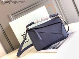 Loeiwe High end Designer bags for women puzle series Geometric Versatile Folding Bag Spliced Cowhide Womens Bag Small 1:1 with real logo and box