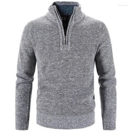 Men's Sweaters 2024 Winter Fleece Thicker Sweater Half Zipper Turtleneck Warm Pullover Quality Male Slim Knitted Wool For Spring