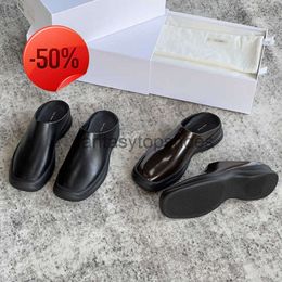 The Row shoes TR shoes designer Pure original black single Muller shoes Womens bag head wearing slippers 2022 new lazy half slippers 1OQZ
