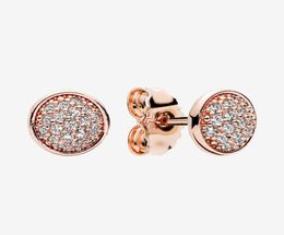 Clear CZ pave Rose gold Stud Earrings Women Men's Summer Jewelry for 925 Silver Earring with Original box7790359