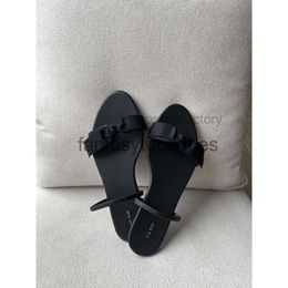 The Row Silk Flat TR Suede Bow High Bottom end Sandals Fashion Back Strap Open Toe Muller Shoes for Women