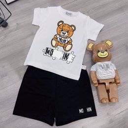 Bear letter pure cotton T-shirt for childrens summer clothing baby Tracksuit boys girls short sleeved set designer Kids clothes CSD2404304