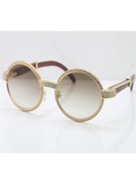 2020 Good Quality Glasses Wood Full Frame Diamond glasses 7550178 Round Vintage Unisex High end brand designer Glasses C Decoratio1948838