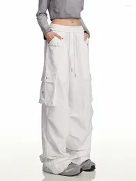 Women's Pants Women Vintage Long Trousers Elastic Waist Cargo Multi-Pocket Y2k Japanese Streetwear Baggy BF Style Grunge Joggers Stylish