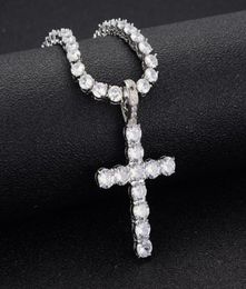 Chains Simple Cross Necklace Gold Silver Colour Crystal Pendant For Men Women Couple Jewellery Gift WholeChains1015127