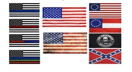 American flag 90cmx150cm law enforcement officer Second amendment bill US police fine blue line Betsy Ross Flags Customizable3180115