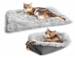 Foldable Pet Cushion Super Soft Square Plush Cat Bed Mats Small Dog Rest Blanket Winter Warm Sleeping Puppy Cats Nest Sleep Pads1846482