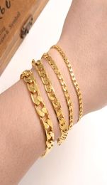 21cm Gold Link Chain Bracelets For Man Women Gold Colour For Pendant Flat Donot Fade Jewellery wedding party gifts1796275