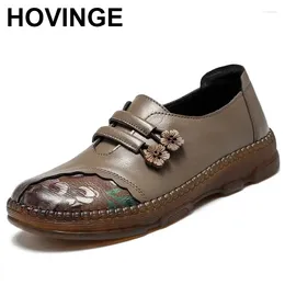 Casual Shoes Retro Design Women 2024 Genuine Leather Loafers Mother Soft Comfortable Flats Non-slip