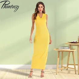 Casual Dresses Phantasy Sexy Office Lady Dress For Women Slit Fashion Elegant Slip Female Summer Bodycon V-Neck Party Long Clothes