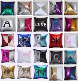 Sequin Mermaid Cushion Cover Pillow Case Pillow Cover Home Decorative Bling Magic Reversible Glitter Sofa Car Pillowcase Xmas HH71913202