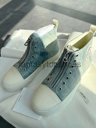 The Row Zipper Shoes TR Denim Canvas New Comfortable Front Thick Sole Casual High Top Flat Bottom Round Toe Single Shoe Women 2NUH