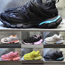 Com Box Womens Mens Designer Casual Shoe Track LED Sneaker Clear Cinza Azul Gomma Couro Black Pink Trainer Nylon PRAPLATE