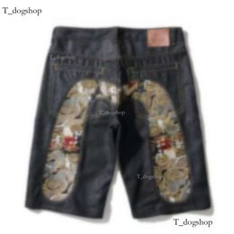 Designer M-shaped High Quality Jeans Luxury Short Jeans Embroidery Short Jeans Straight Tube Wide Leg Pants Hip Hop Y2k Edge Street Size 28-40 416