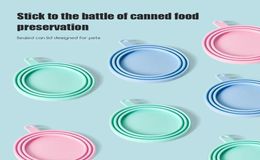 Pet Bowls Universal Silicone Sealed Lid reusable Keep fresh Cover Feeding Spoon Set Canned Spoon Can Opener Dog cat Wet Food1705676