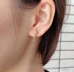 Season's New Geometric Retro Rope Knot Stud Earrings Knotted Niche 18K Gold Plated Diamond Fashion Jewellery Gift8388923