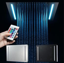 500360mm LED Showerhead Ceiling Embedded Rain Shower Heads Remote Control Led Light Top Shower Head SUS304 Chrome Black HIDEEP 215728543