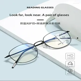 Sunglasses Frames DQY225 Progressive Multi-focus Anti-blue Light Reading Glasses Men's And Women's Dual-use Ultra-light Metal Frame Glasse