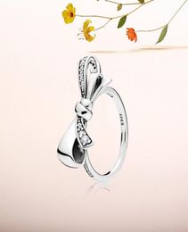 NEW 925 Sterling Silver Gorgeous bows RING Set Original Box for P Luxury Fashion CZ Diamond Wedding Gift Ring4106663