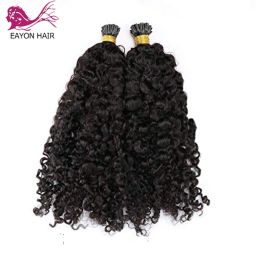 Wigs Wigs EAYON Brazilian Remy I Tip Fusion Hair Sassy Curly Keratin I Tip Hair Pre Bonded Black Brown Colour 0.1g/Strand 828"