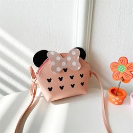 Cute Princess Girl Coin Purse Crossbody Bags Children Wallet Box Bag Cartoon Bow Kids Money Bowknot Shoulder 240429