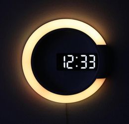 3D LED Digital Table Clock Alarm Mirror Hollow Wall Watch Clock Modern Design Nightlight for Home Living Room Decorations7943993