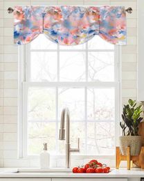 Curtain Abstract Flower Oil Painting Window Living Room Kitchen Cabinet Tie-up Valance Rod Pocket