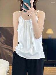 Women's Tanks Oversize Arrival T-Shirt Silky Satin Surface Camis Sleeveless Tank Top Casual Slim Solid Lady Clothes Fashion Trends