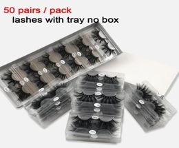 25mm Lashes 50 Pairs 3d Mink Lashes Whole Lots Bulk 100 Real Mink Eyelashes Dramatic Long False Eyelashes with tray no box5105598