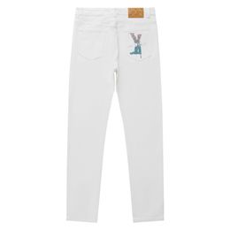 Brand Designer Men Jeans Slim Fit Skinny Solid White V Denim Pants Streetwear Pants Summer Boy Korean Style Mid Waist West Cowboy