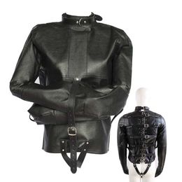Set Adjustable long sleeved restrained jacket Bdsm fetish clothing Straitjacket adult Ga L1 Q240429