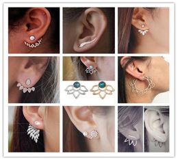 2019 NEW Charm Crystal Flower Earrings For Women Fashion Jewellery Double Sided Gold Silver Earrings Gift For Party Friend16624727