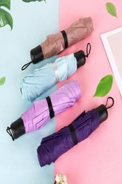 Solid Colour Rainy Umbrellas Threefolded Rainy Umbrella Three Folding Adult Umbrella Advertising Promotion Nonautomatic Umbrella 5141725