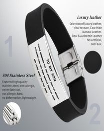 Silicone Stainless Steel Men039s Bracelet Lettering to My Son Fashion Personality Jewelry33236443461051