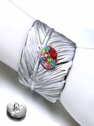 Leaves 111 Exaggerated Flowers Arm Big Fit 18mm Snap Button Bangle Bracelet Cuff Jewellery For Women1092526