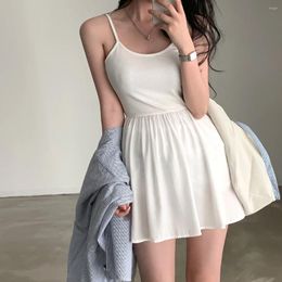 Casual Dresses South Korea Chic Simple Temperament Design Sense Of Halter Dress Female Summer Small Waist Slimming White Skirt