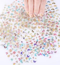 30 Sheet Nail Art Decorations Manicure Decor 3D Laser Holographic Butterflies Design Nail Sticker DIY Decal Decal Stickers1121804