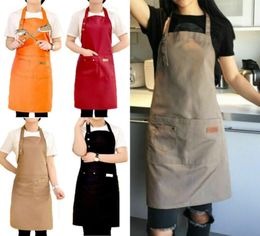 A 1PC 2020 Unisex Denim Canvas Pockets Apron Butcher Crafts Baking Chefs Kitchen Cooking BBQ Plain2754082