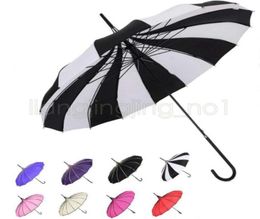 Umbrella Black And White Stripes Long Handle Bumbershoot Pagoda Creative Fresh Pography Umbrellas Straight Rod Bent Handle GGA42806893