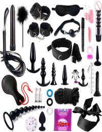 shop BDSM Kits Plush Bondage dildo vibrator Games Whip Gag Nipple Clamps For woman Couples products 2107224126297