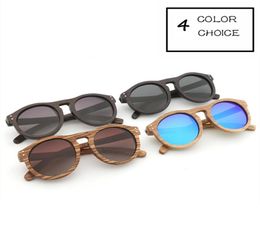 Unisex Wooden Retro Polarized Sunglasses Men And Women Sunglasses Round Shape Frame UV400 Protection Black Lens Gafas De Sol1672035