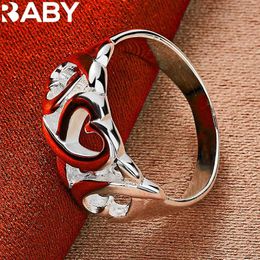 Cluster Rings URBABY 925 Sterling Silver Hollow Three Heart Ring For Women Fashion Jewellery Wedding Engagement Party Charms Sweet Accessories