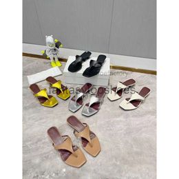 The Row Flip-flops TR clip toe 2023 summer new sheepskin flat slippers minimalist wear fashion sandals women