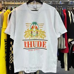 Rhude Designer T Shirt Mens T Shirt Luxury Trendy Brand Rhude Shirt Polo Loose Breathable Grapic Printed Clothing Casual Cotton Rhude Shirts High Quality Tops 7846