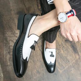Casual Shoes European And American Men's Leather Soft Sole For Men Black White Wedding Loafers
